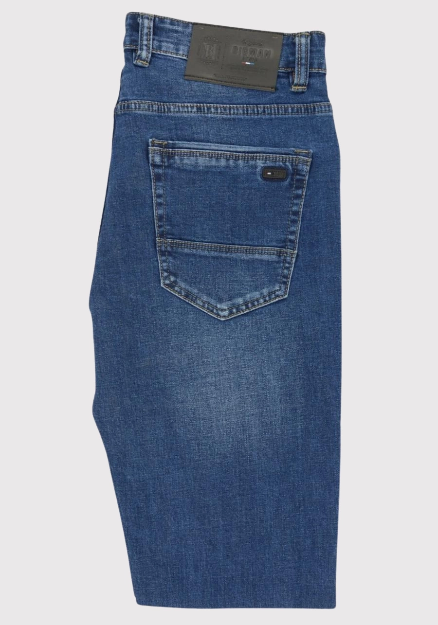 Niebieskie jeansy męskie dla wysokich (do 210 cm wzrostu) oraz otyłych (puszystych do 134 cm w pasie), grand comfort M143