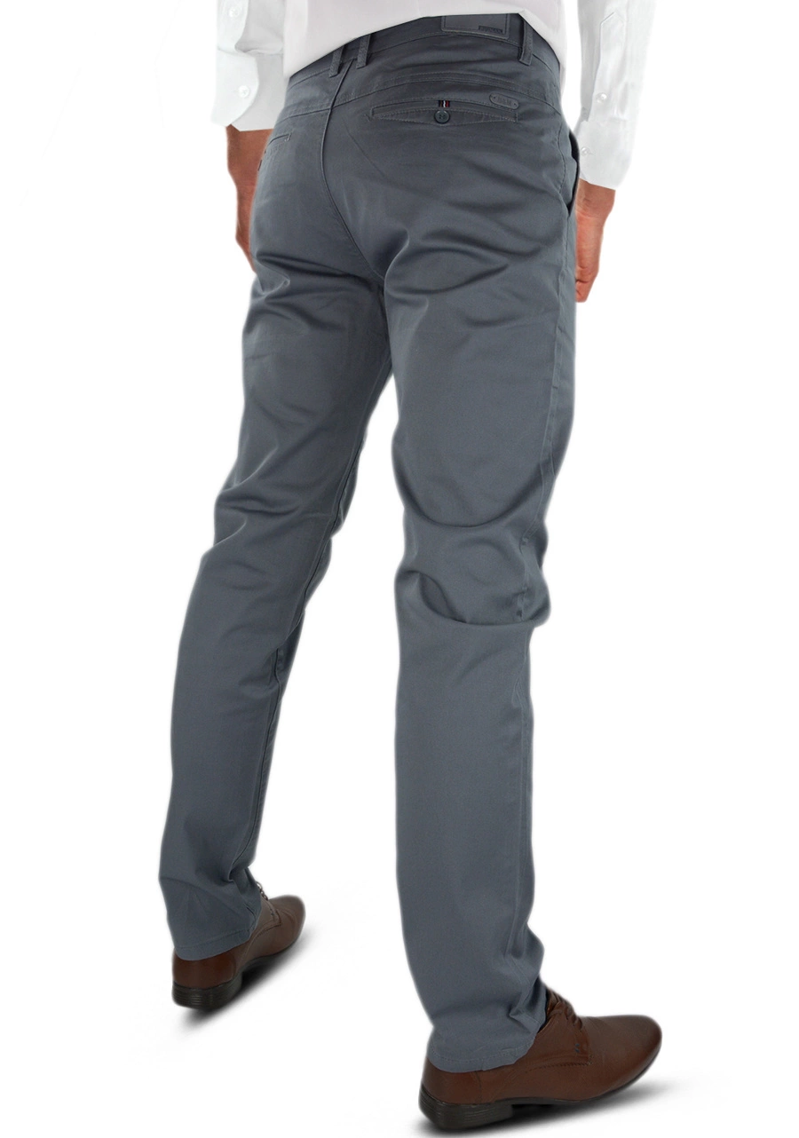 Szare spodnie męskie bawełniane (materiałowe). Przewiewne oraz cienkie na lato, luźne (szerokie) na upały - M089