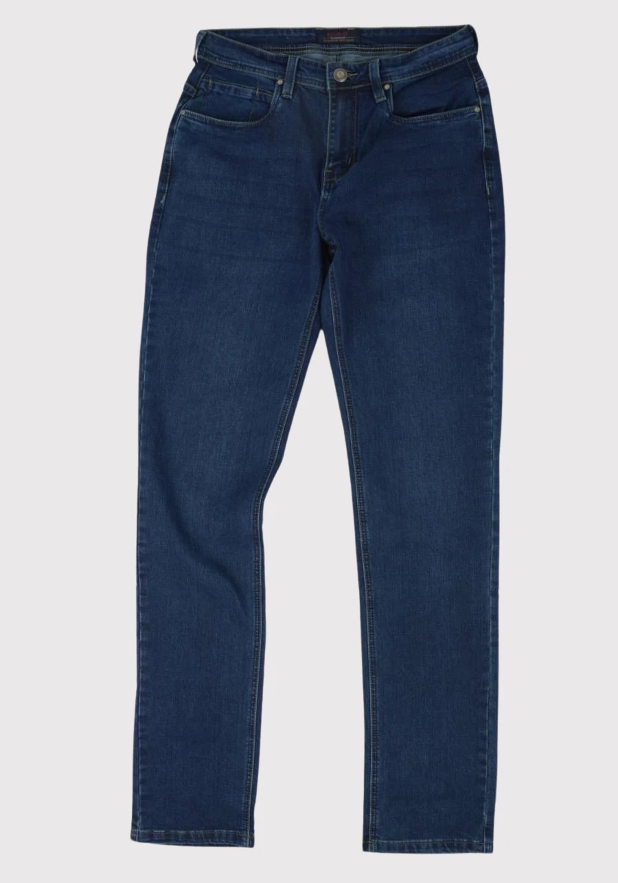 Ciemnoniebieskie jeansy męskie dla wysokich (do 210 cm wzrostu) lub puszystych (do 124 cm w pasie), platinum comfort M148