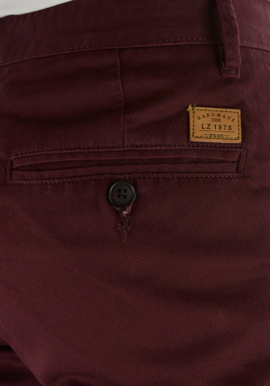 Spodnie męskie chinosy, slim fit w kolorze bordowym KA969-82