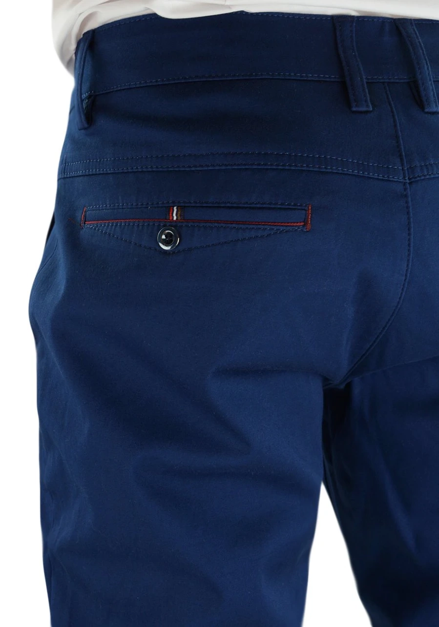 Spodnie męskie granatowe chinosy. Materiałowe, bawełniane, klasyczne, luźne oraz elastyczne - 329