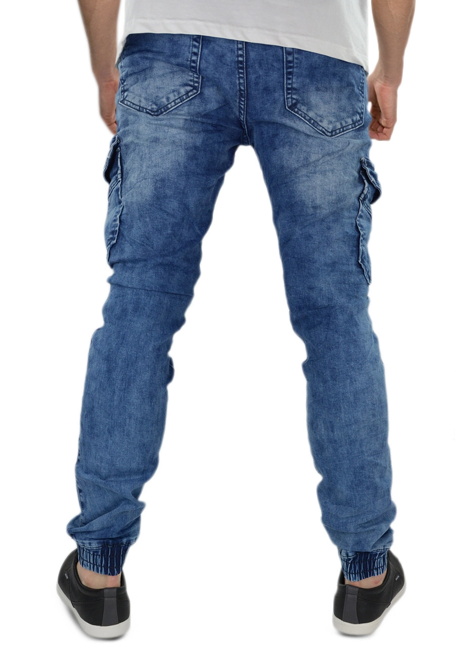 Jeansowe joggery męskie bojówki, niebieskie M054