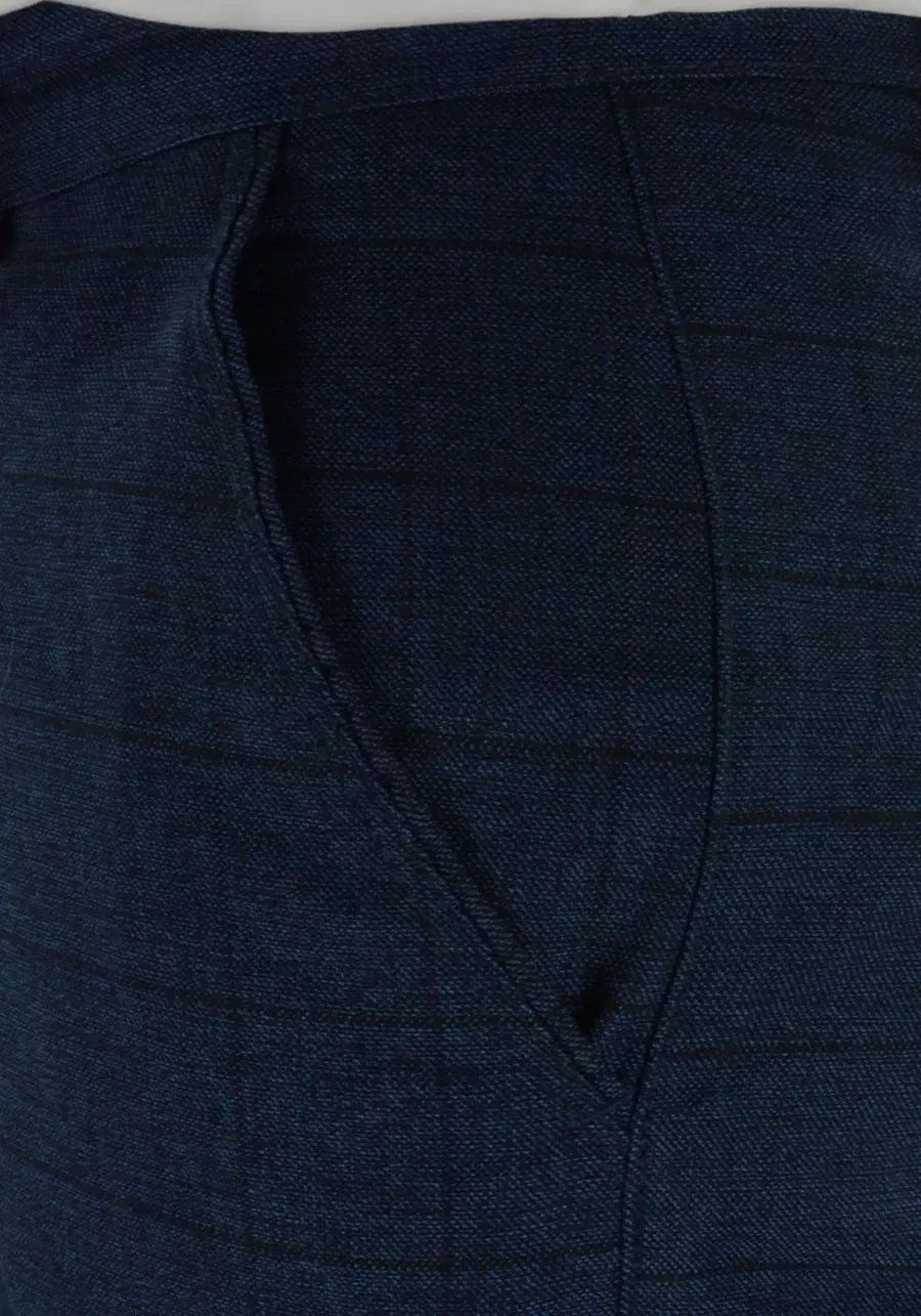 Granatowe spodnie męskie w kratę M115