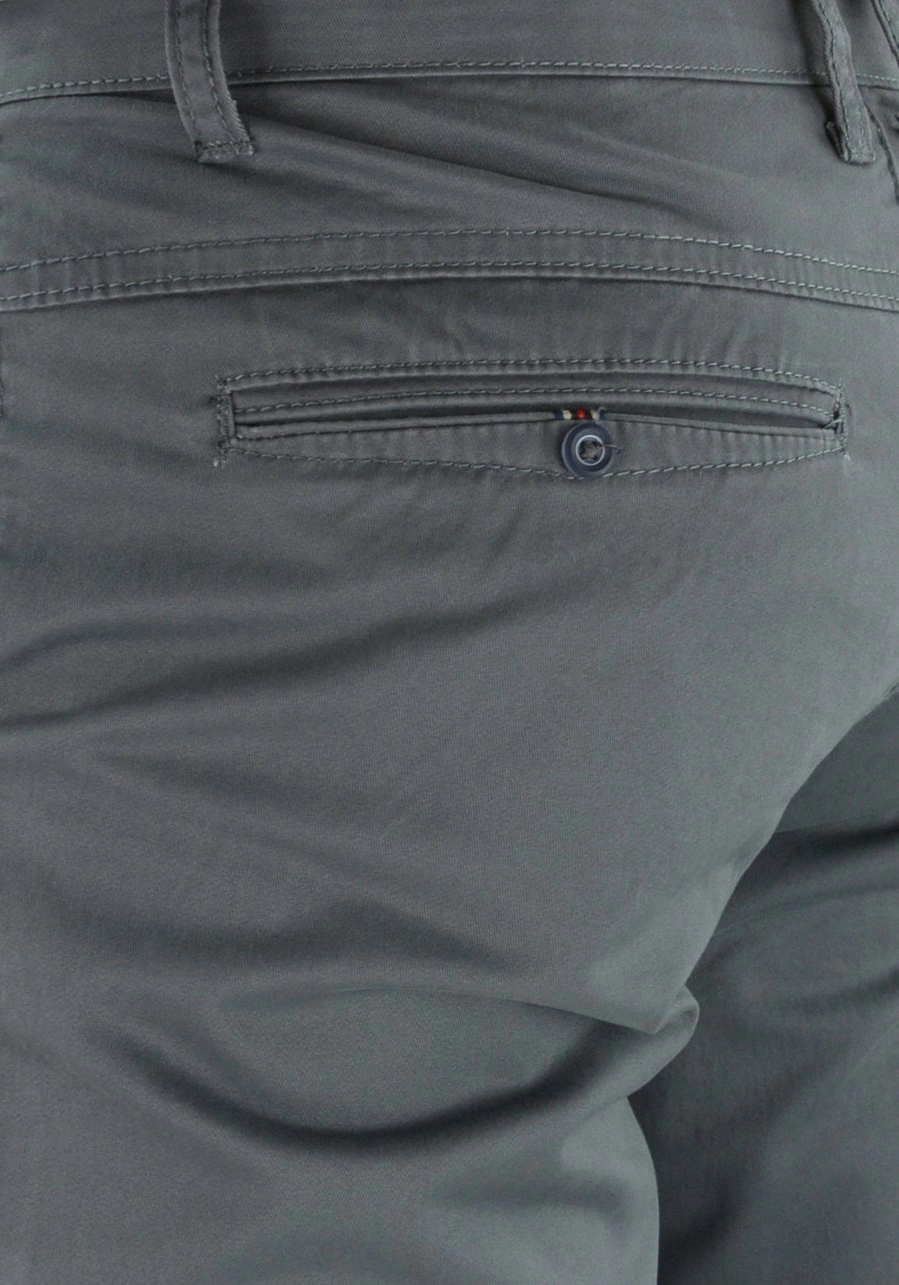 Spodnie męskie szare chinosy. Materiałowe, bawełniane, rozciągliwe, dla niskich, regular lub oversize - V41