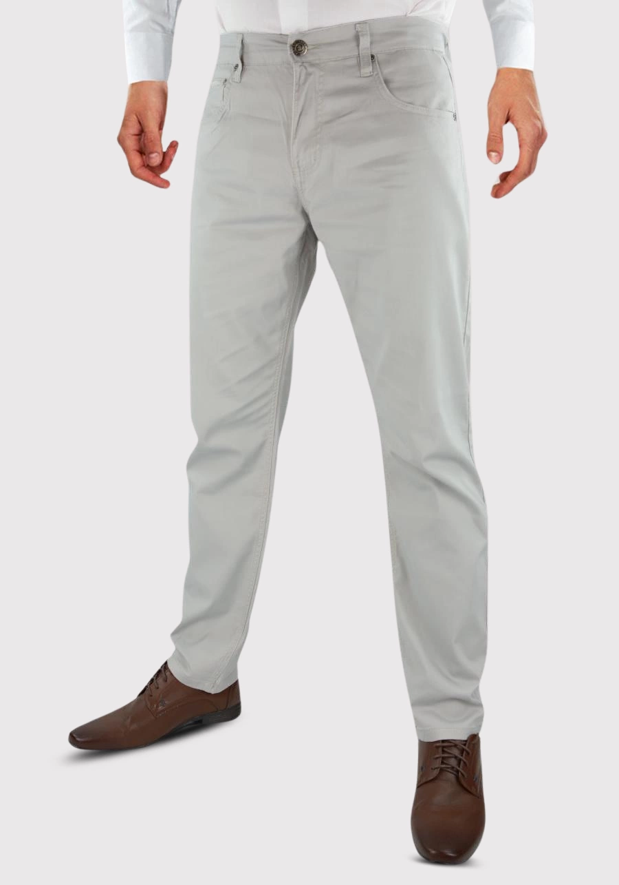 Cienkie, przewiewne beżowe spodnie męskie bawełniane. Eleganckie na lato do biura, luźne na upały - M088a