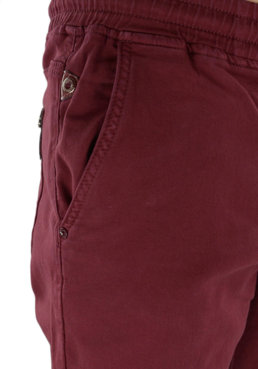 Bordowe spodnie męskie joggery, materiałowe M074