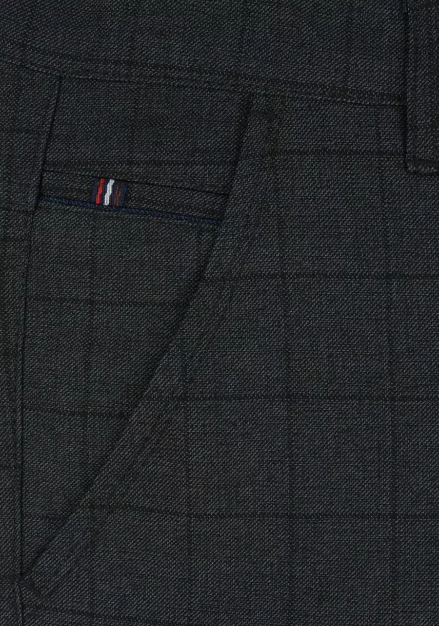 Spodnie męskie duże rozmiary, w kratę ciemnoszare M139