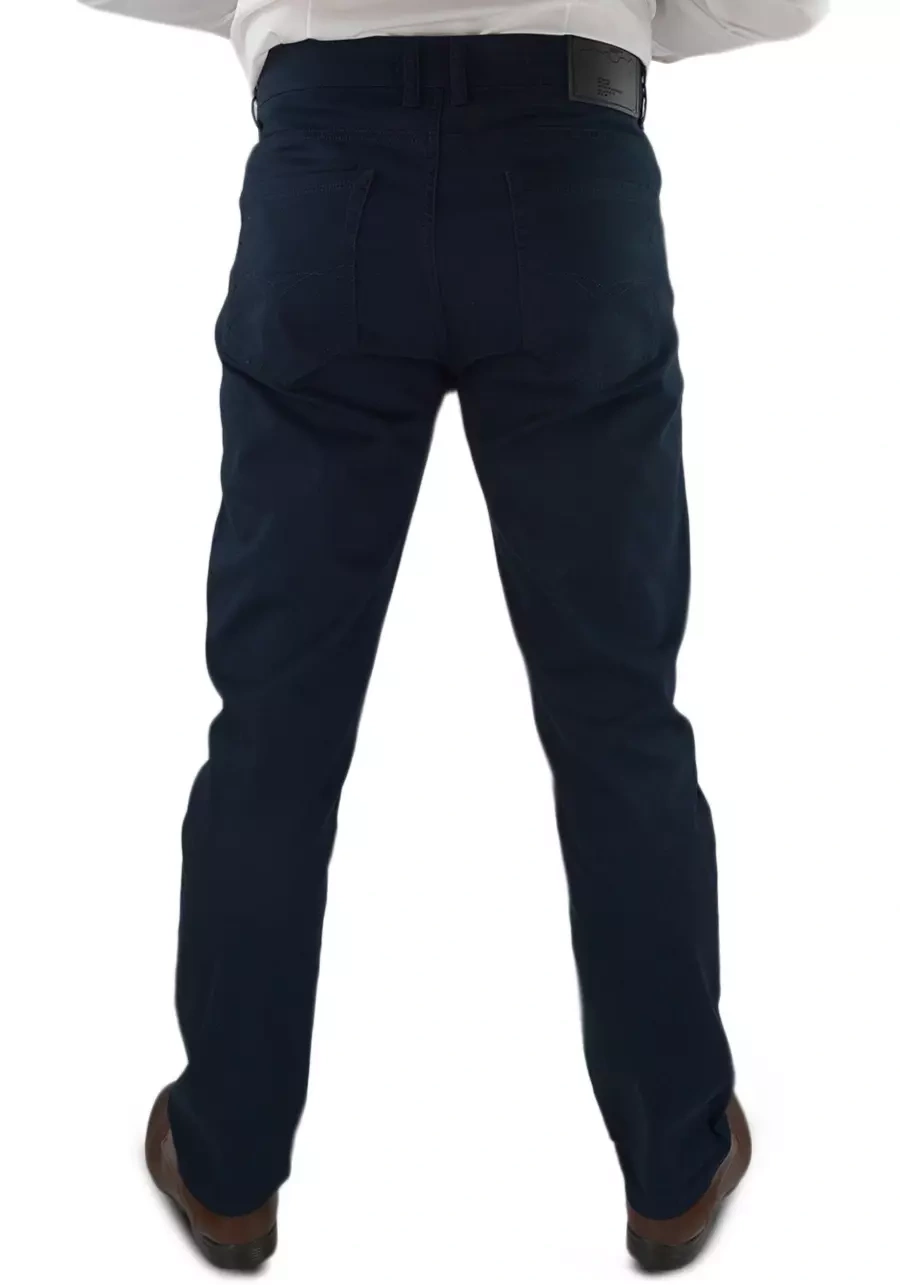 Cienkie, przewiewne oraz luźne granatowe spodnie męskie materiałowe na lato - M134