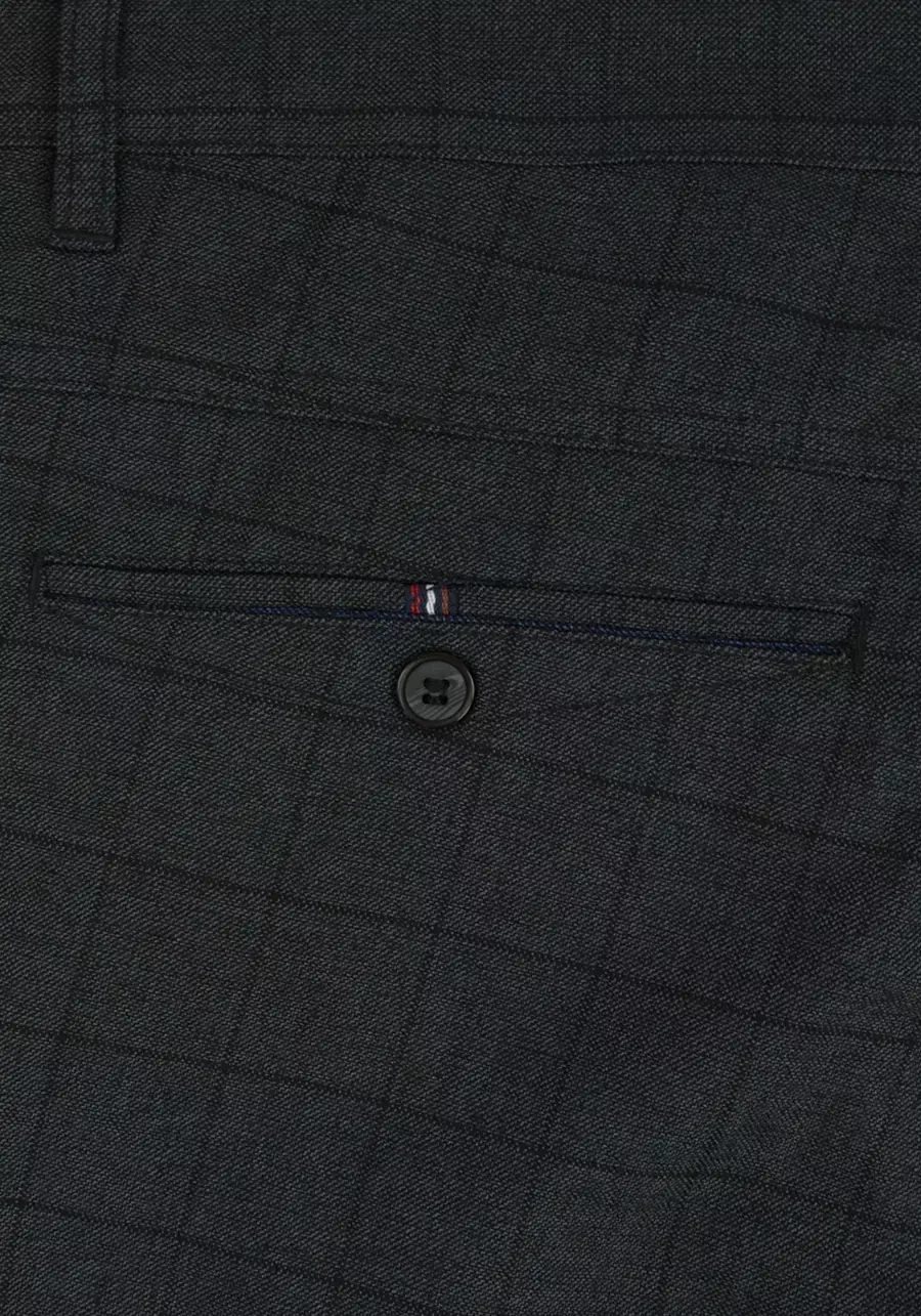 Spodnie męskie duże rozmiary, w kratę ciemnoszare M139