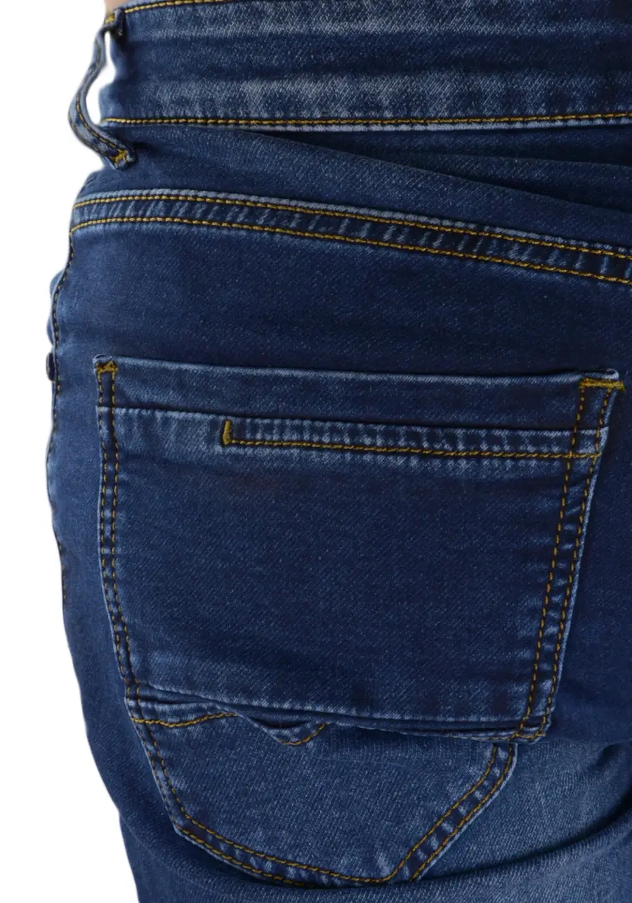 Zwężane jeansy męskie ciemnoniebieskie M142