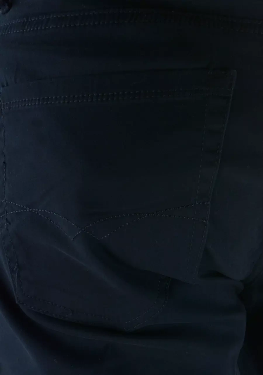 Cienkie, przewiewne oraz luźne granatowe spodnie męskie materiałowe na lato - M134