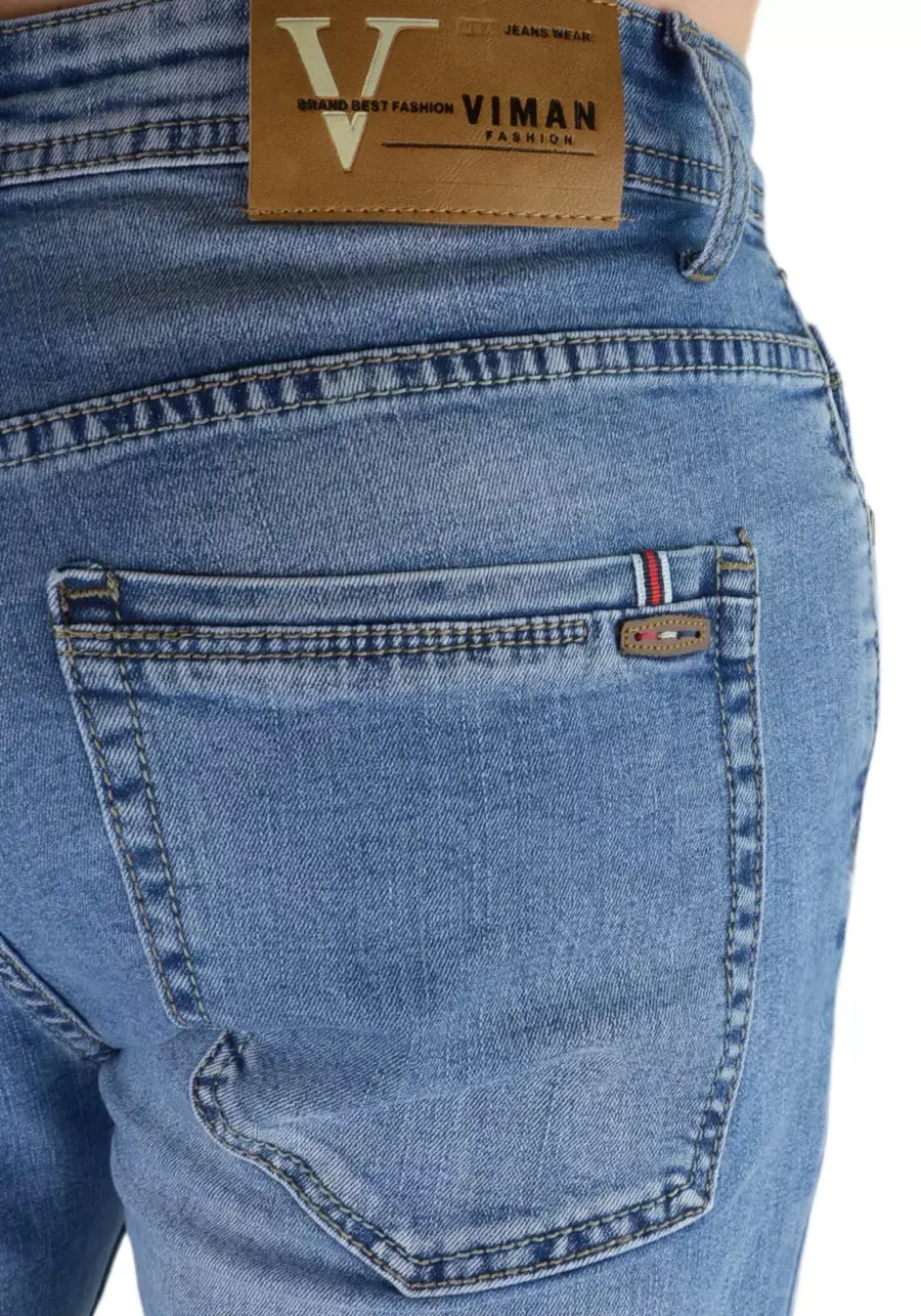 Niebieskie jeansy męskie slim fit M128