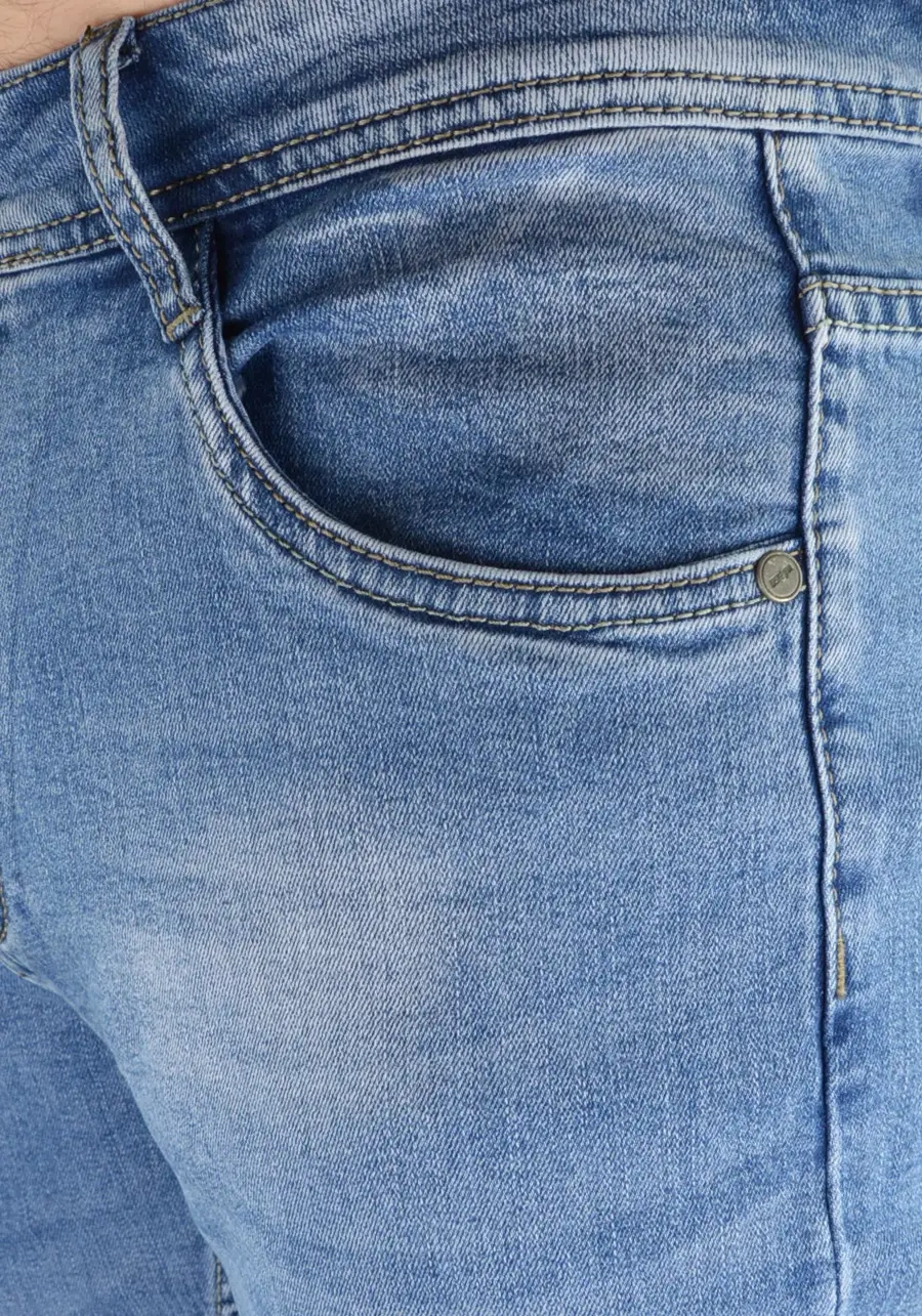 Niebieskie jeansy męskie slim fit M128