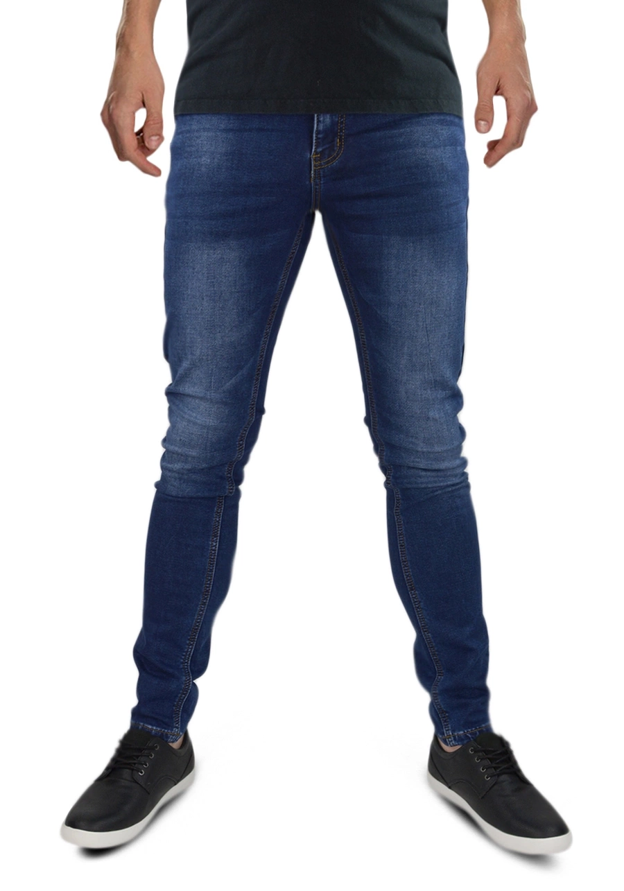 Zwężane jeansy męskie ciemnoniebieskie M142