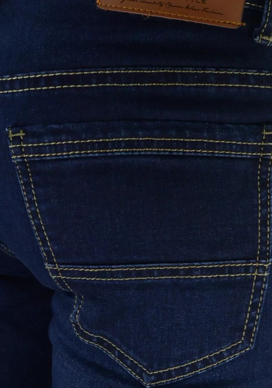 Jeansy męskie granatowe, elastyczne, nogawka regular M125