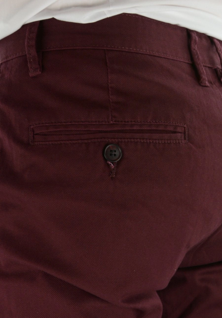 Spodnie męskie chinosy, slim fit w kolorze bordowym KA969-82