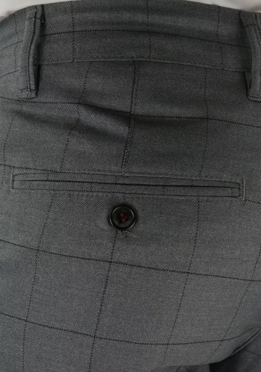 Szare spodnie męskie w kratę. Eleganckie, elastyczne, jasne chino. Regular i duże rozmiary - M123