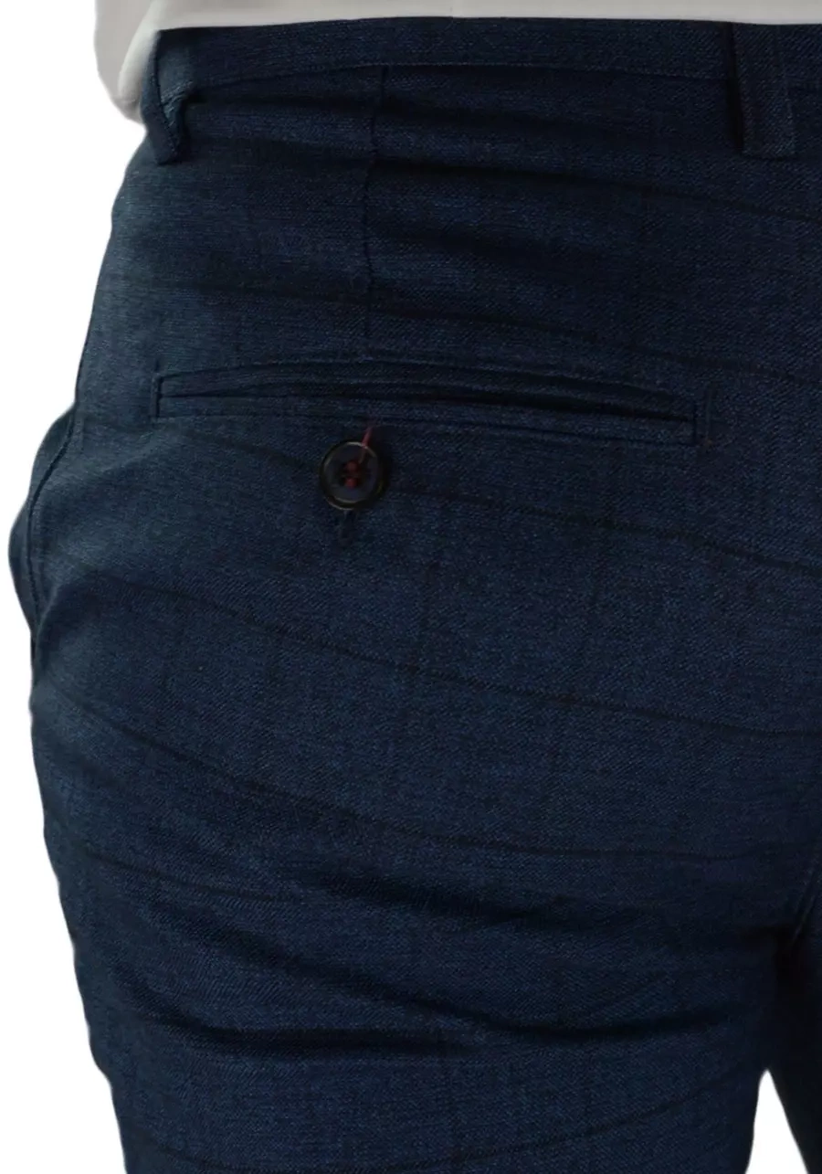 Granatowe spodnie męskie w kratę M115