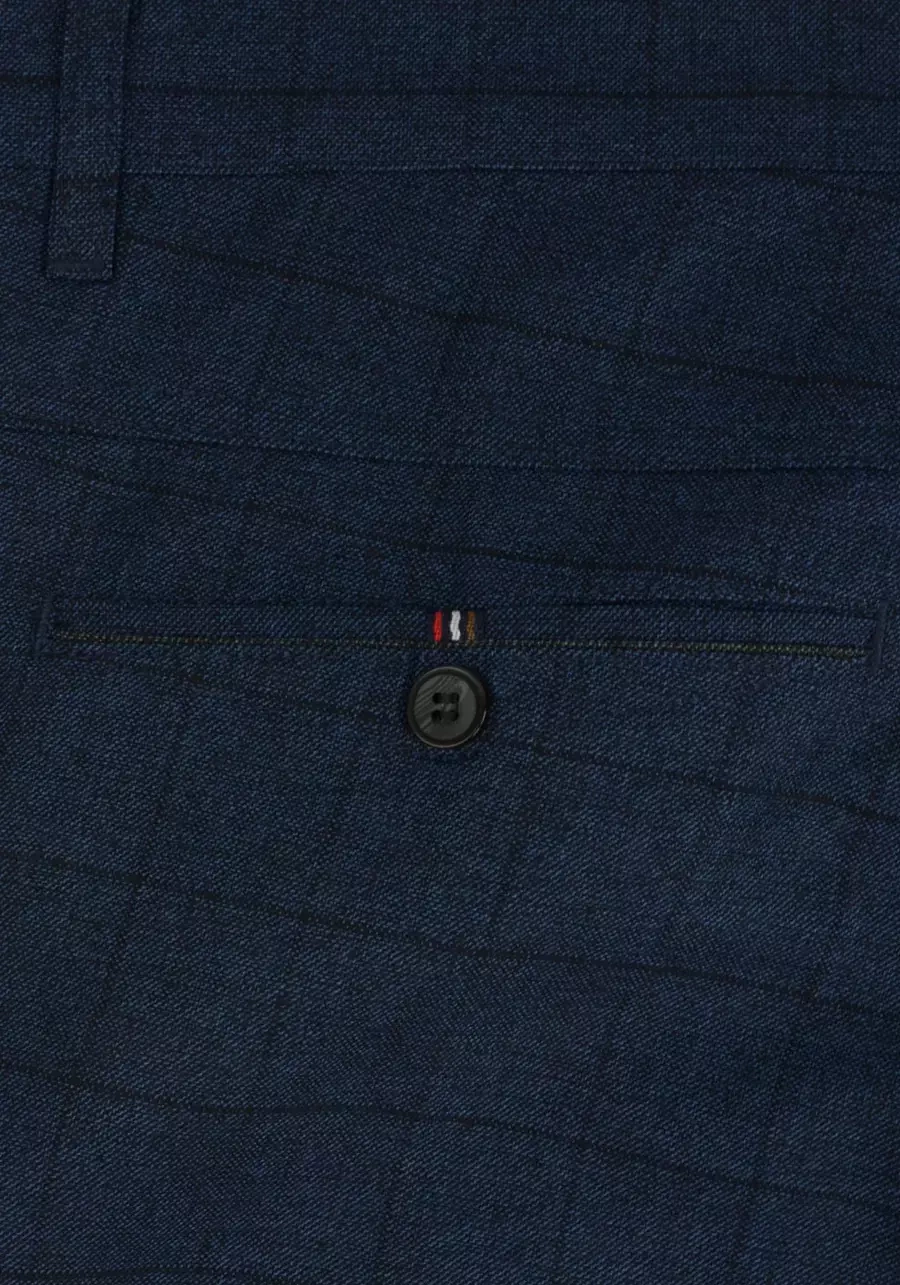 Spodnie męskie duże rozmiary, w kratę granatowe M140