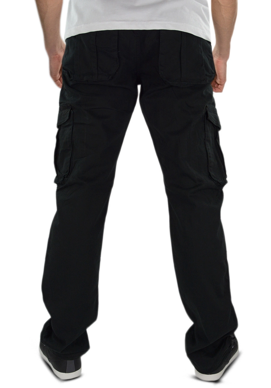 Czarne spodnie męskie bojówki, elastyczny materiał M085