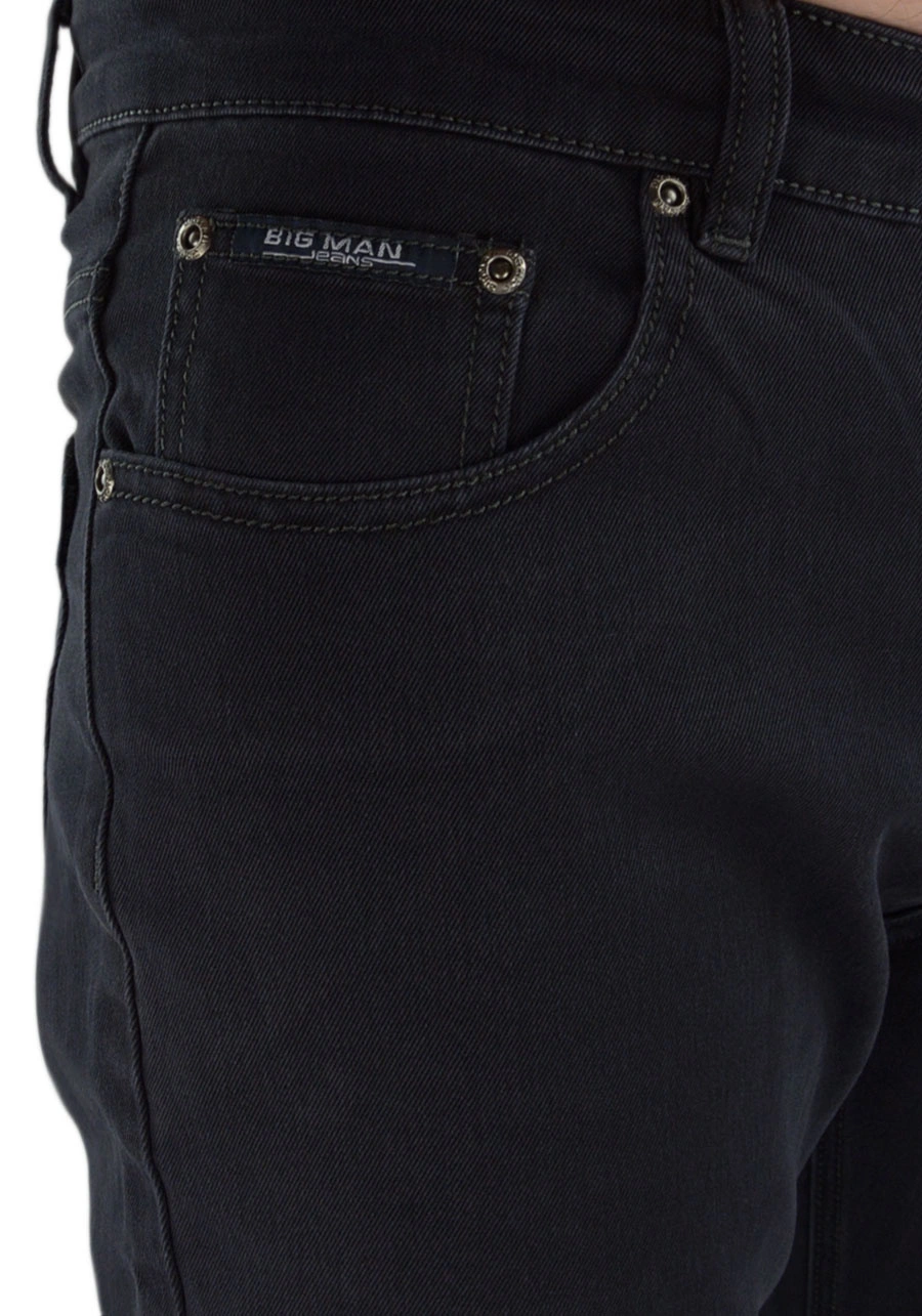 Spodnie męskie grafitowe dla wysokich, niskich, otyłych (do 130 cm w pasie) lub regular. Długie, proste nogawki. Duże rozmiary, wysoki stan - M103