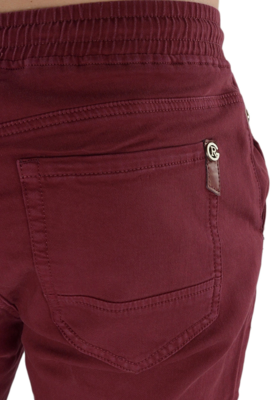 Bordowe spodnie męskie joggery, materiałowe M074