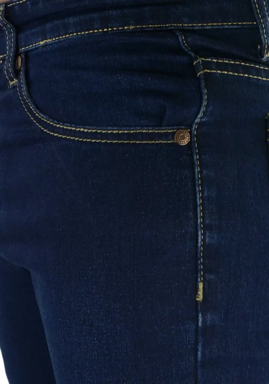 Jeansy męskie granatowe, elastyczne, nogawka regular M125