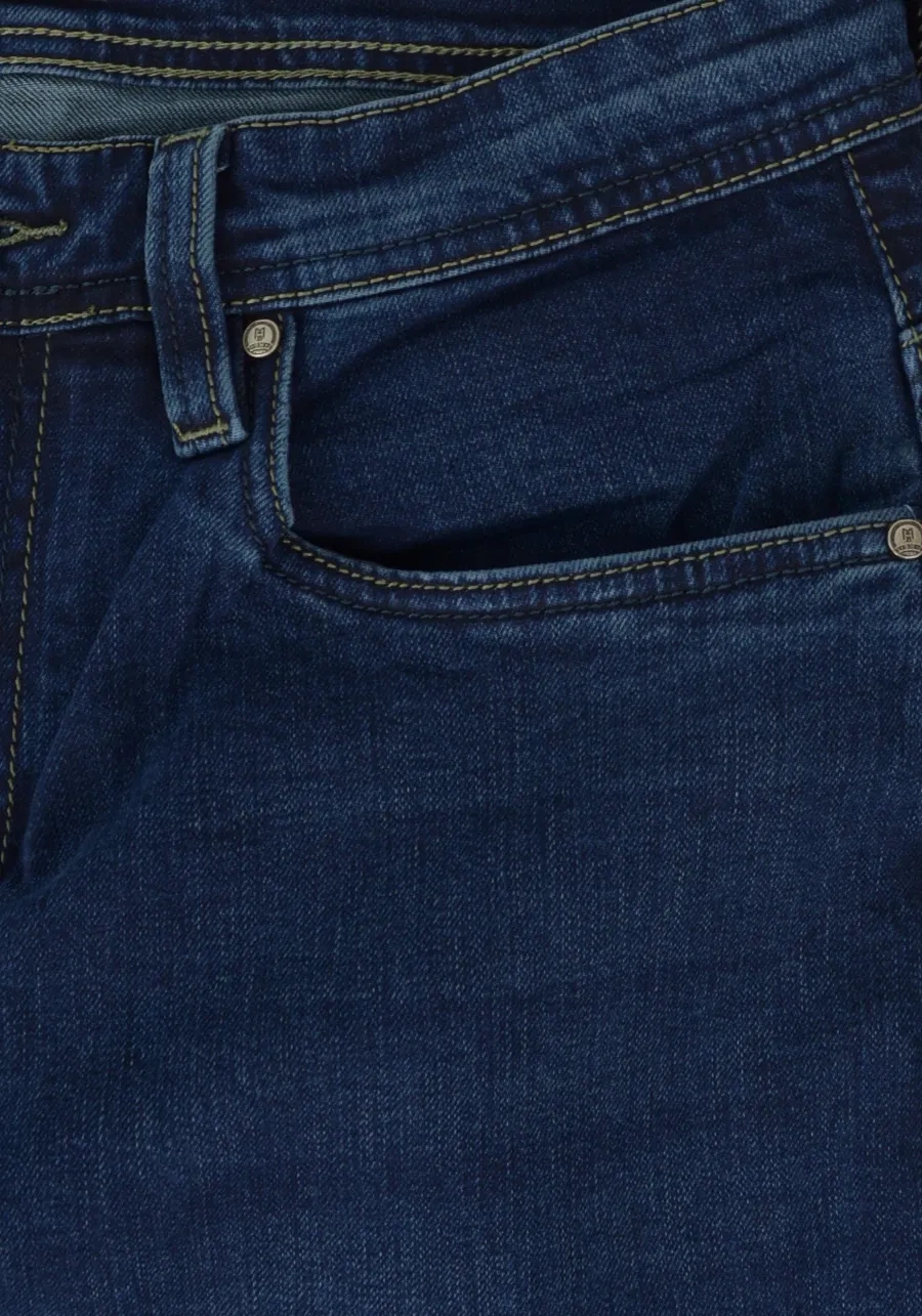 Ciemnoniebieskie jeansy męskie dla wysokich (do 210 cm wzrostu) lub puszystych (do 124 cm w pasie), platinum comfort M148