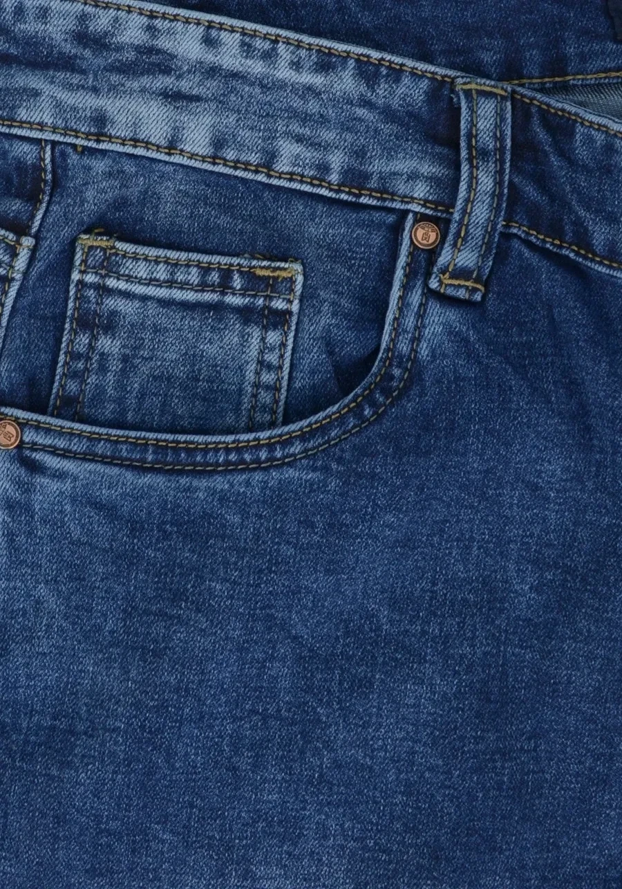 Niebieskie jeansy męskie dla wysokich (do 210 cm wzrostu) oraz otyłych (puszystych do 134 cm w pasie), grand comfort M143