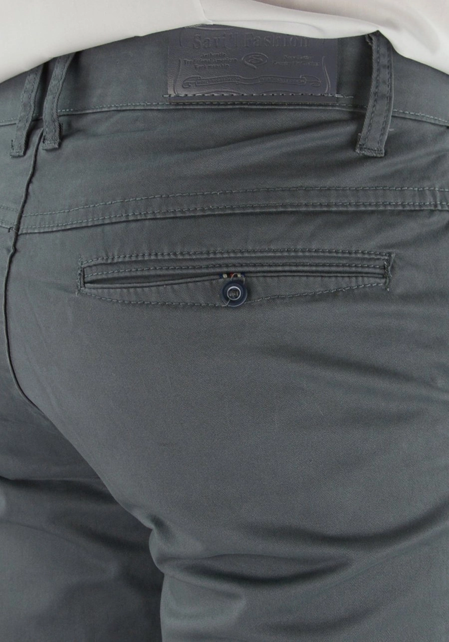 Spodnie męskie szare chinosy. Materiałowe, bawełniane, rozciągliwe, dla niskich, regular lub oversize - V41