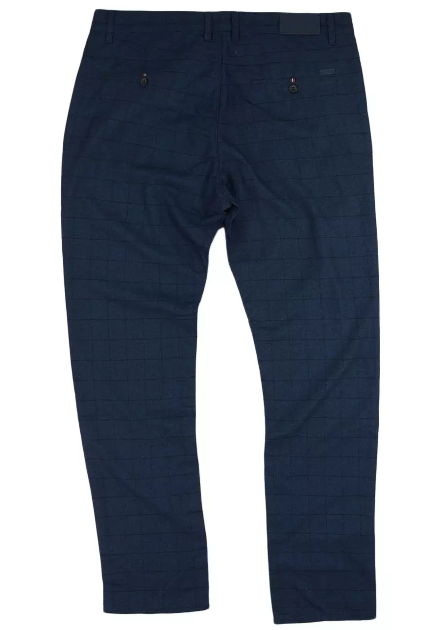 Spodnie męskie duże rozmiary, w kratę granatowe M140