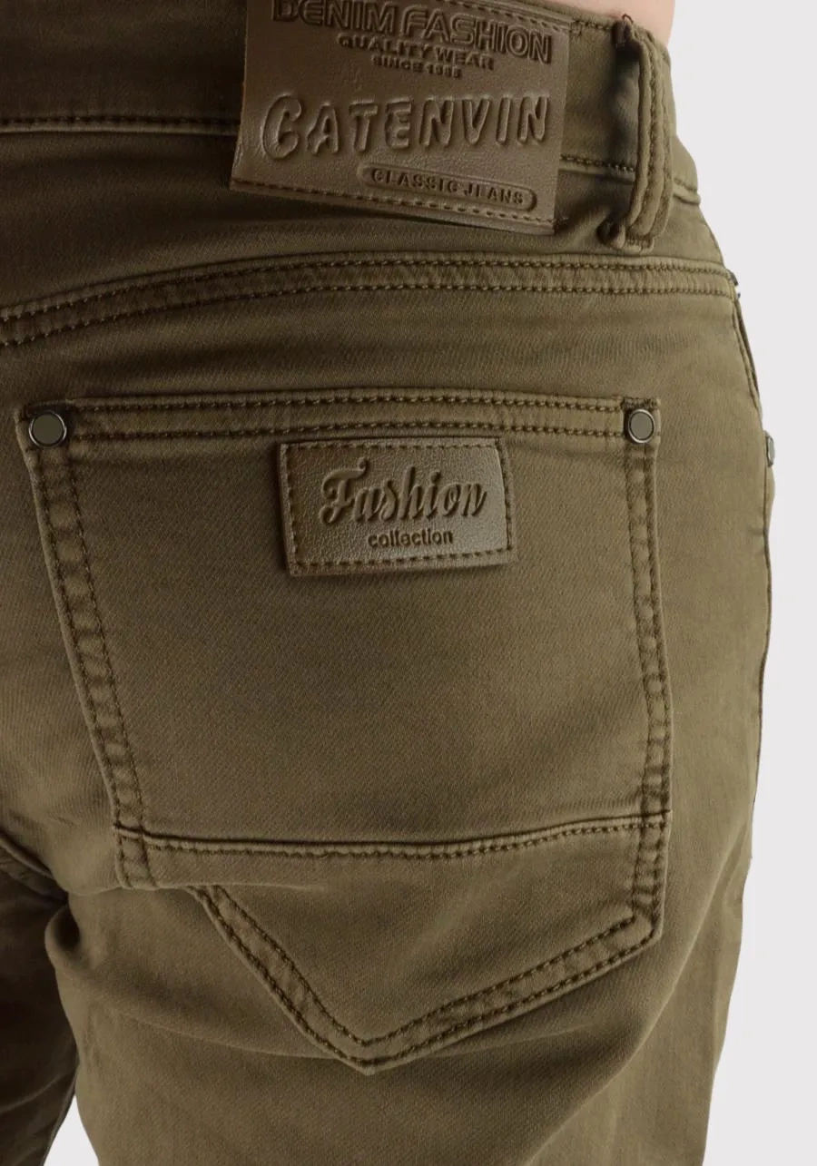 Spodnie męskie brązowe chinosy. Materiałowe, bawełniane, elastyczne, regular stretch - M146