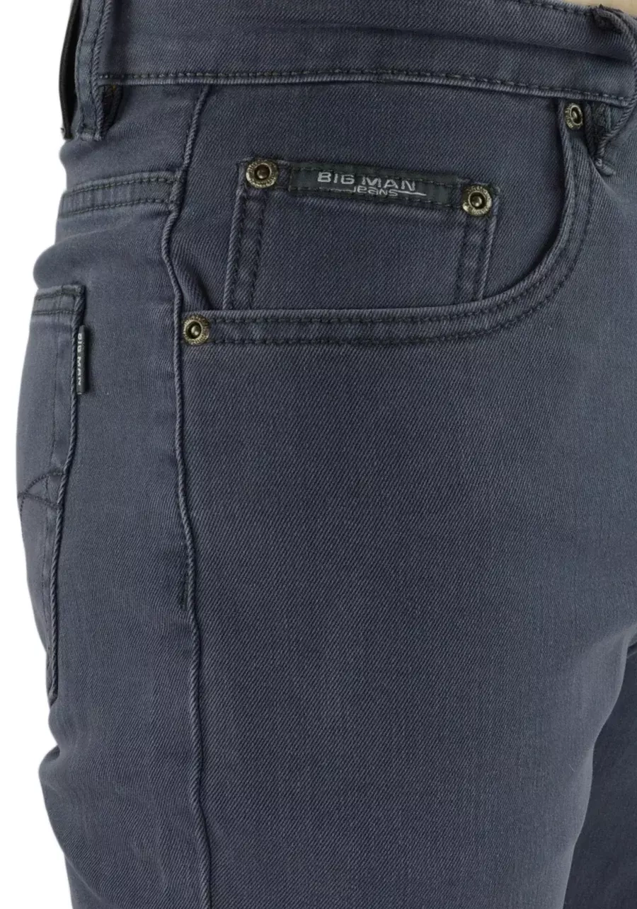 Spodnie męskie szare z prostą nogawką. Materiałowe, bawełniane, stretch, duże rozmiary oraz regular - M124