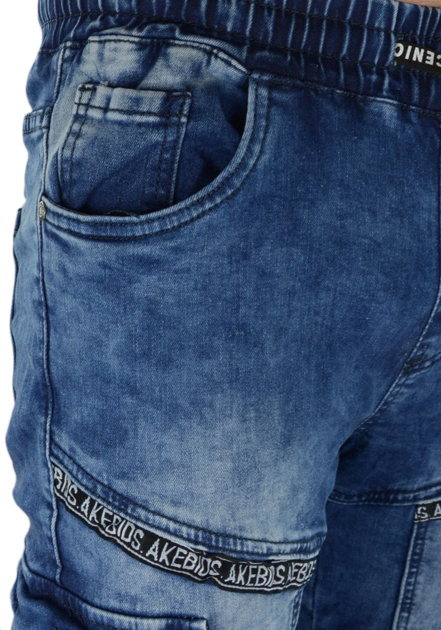 Jeansowe joggery męskie bojówki, niebieskie M054
