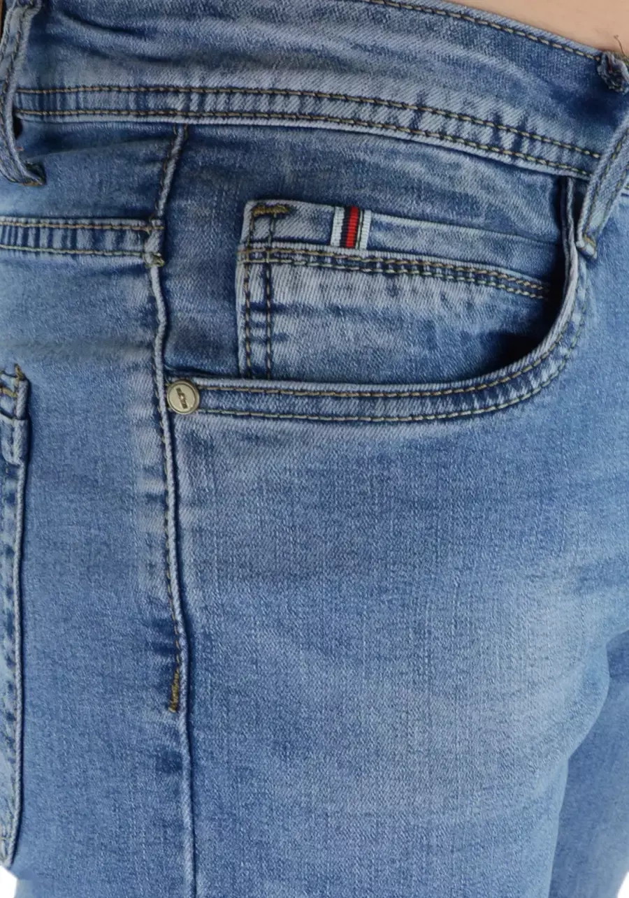 Niebieskie jeansy męskie slim fit M128