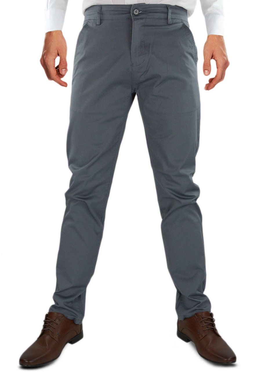 Szare spodnie męskie bawełniane (materiałowe). Przewiewne oraz cienkie na lato, luźne (szerokie) na upały - M089