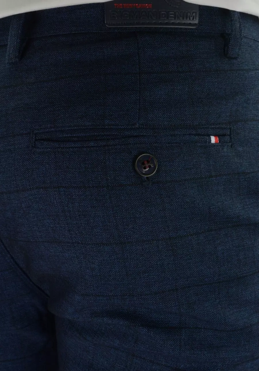 Granatowe spodnie męskie w kratę M115