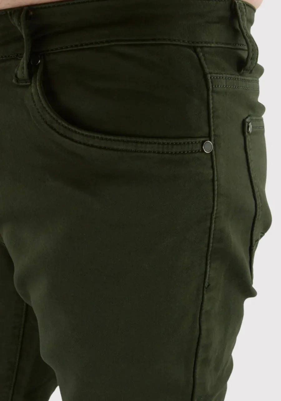 Spodnie męskie zielone chinosy. Materiałowe, bawełniane, elastyczne, regular stretch - M144