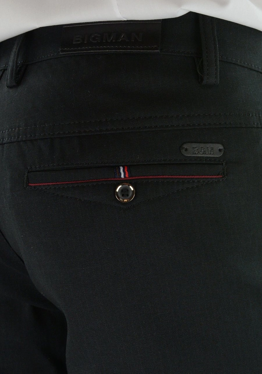 Spodnie męskie eleganckie, czarne dla wysokich (wzrost do 210 cm), niskich, otyłych (do 124 cm w pasie) lub regular. Duże rozmiary bez kantów, wysoki stan, elastyczne - 98