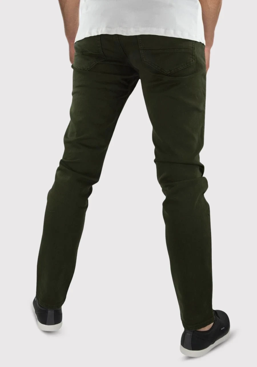 Spodnie męskie zielone chinosy. Materiałowe, bawełniane, elastyczne, regular stretch - M144