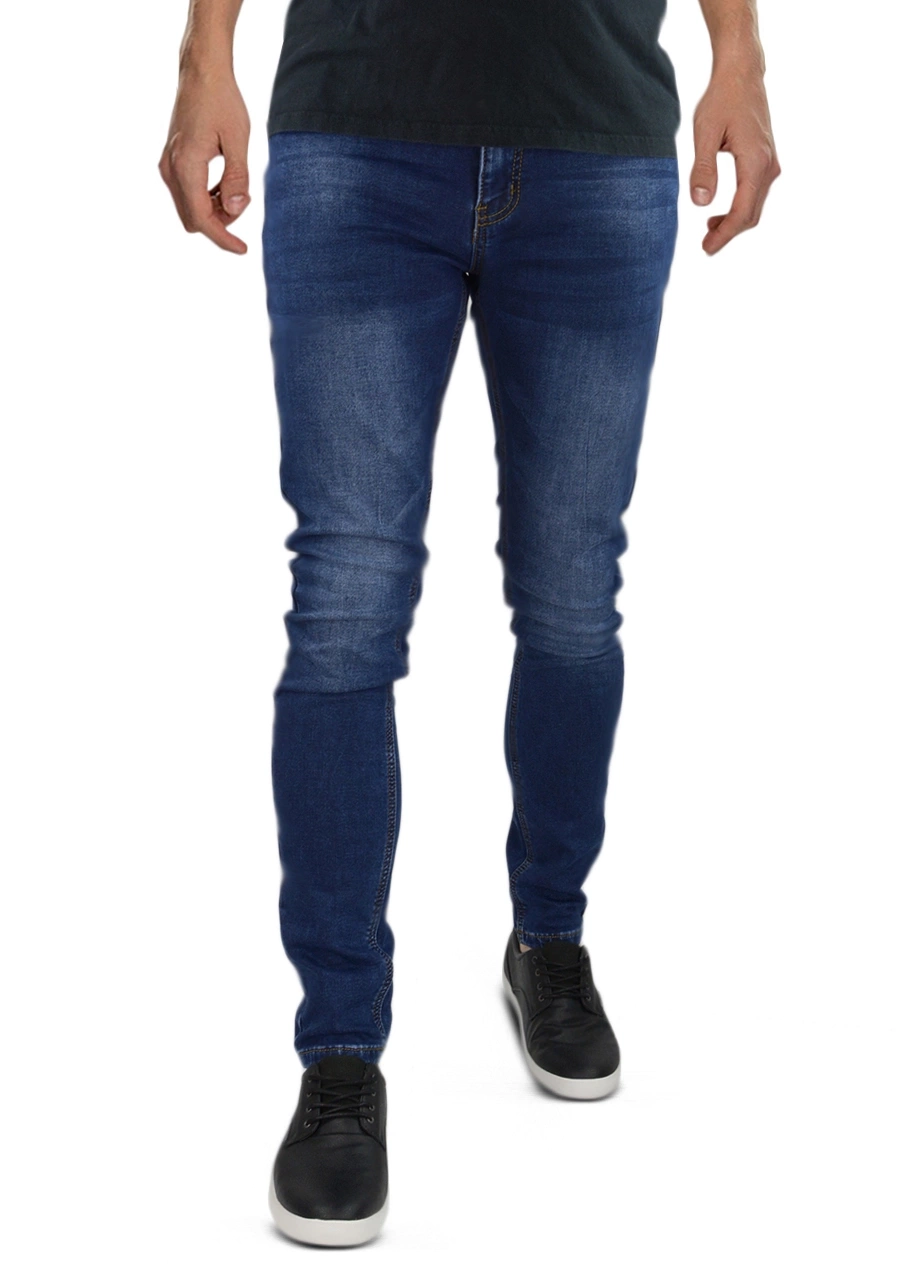 Zwężane jeansy męskie ciemnoniebieskie M142