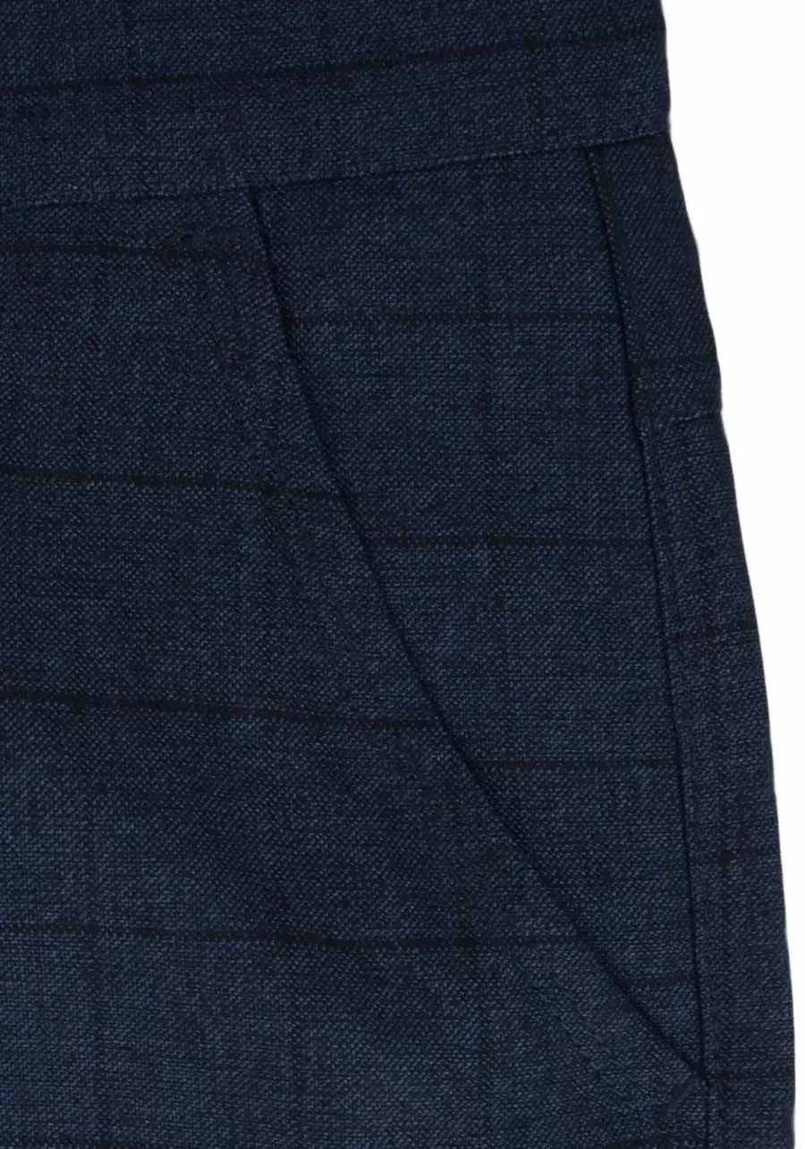 Spodnie męskie duże rozmiary, w kratę granatowe M140