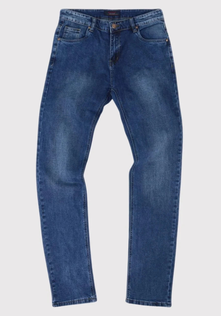 Niebieskie jeansy męskie dla wysokich (do 210 cm wzrostu) oraz otyłych (puszystych do 134 cm w pasie), grand comfort M143