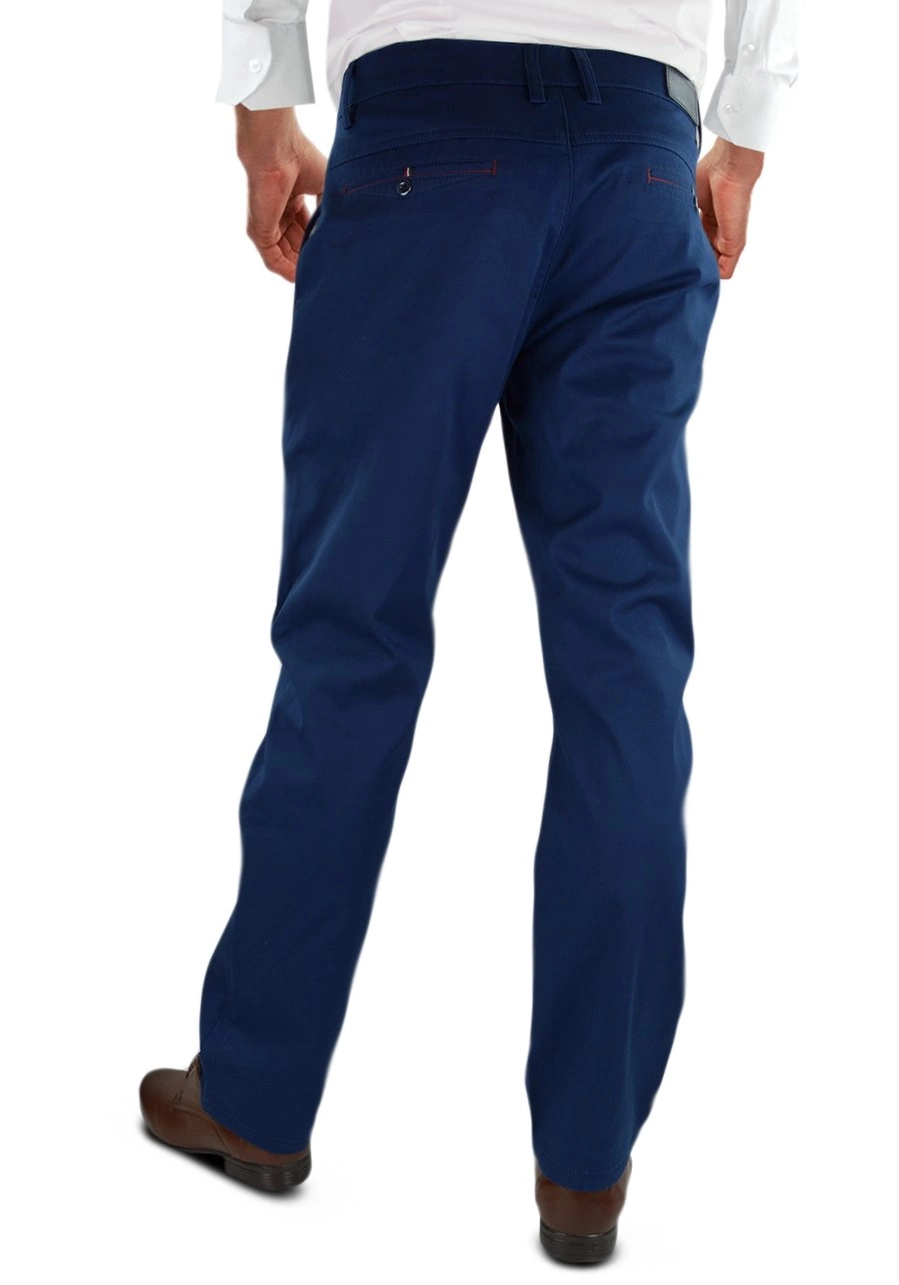 Spodnie męskie granatowe chinosy. Materiałowe, bawełniane, klasyczne, luźne oraz elastyczne - 329