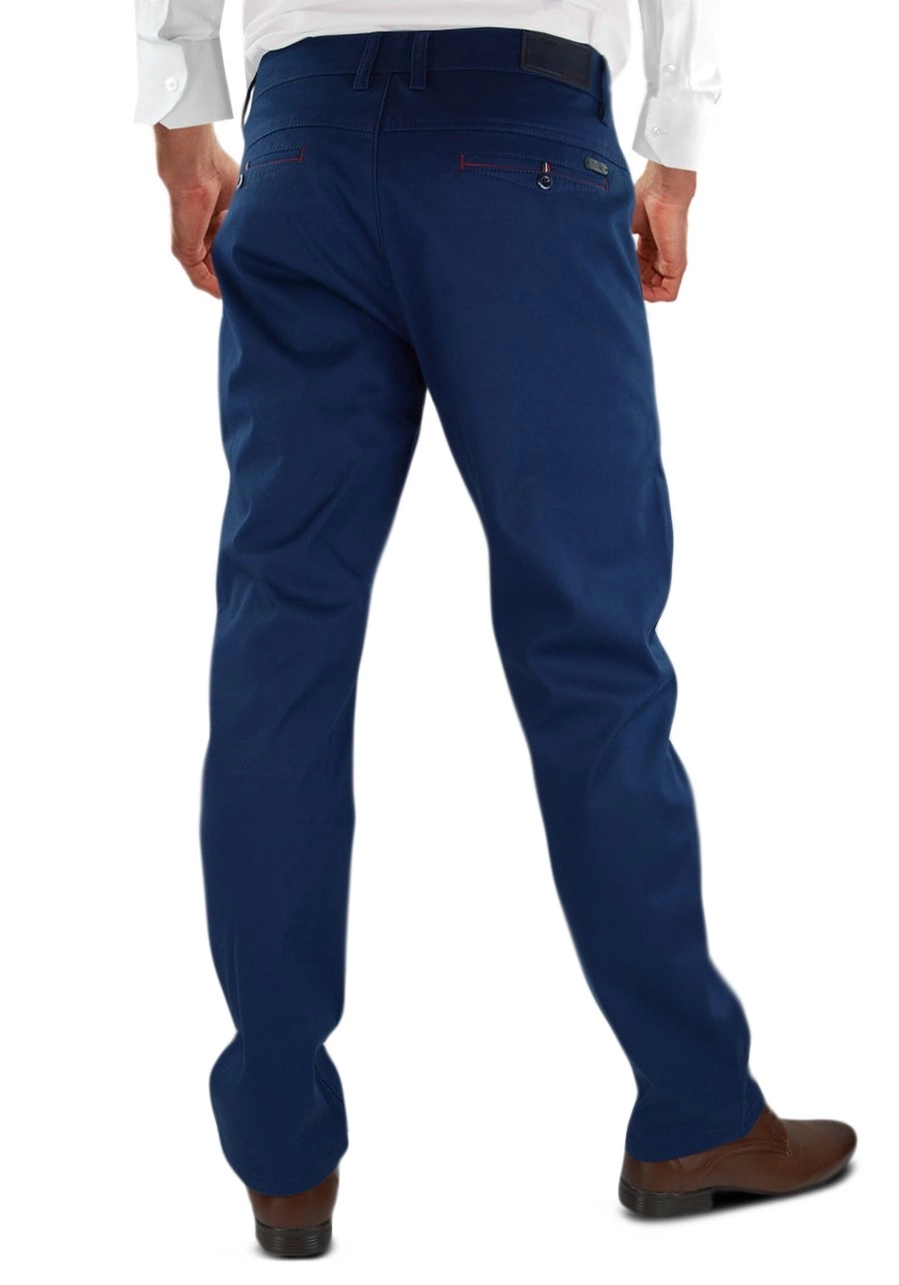 Spodnie męskie granatowe chinosy. Materiałowe, bawełniane, klasyczne, luźne oraz elastyczne - 329