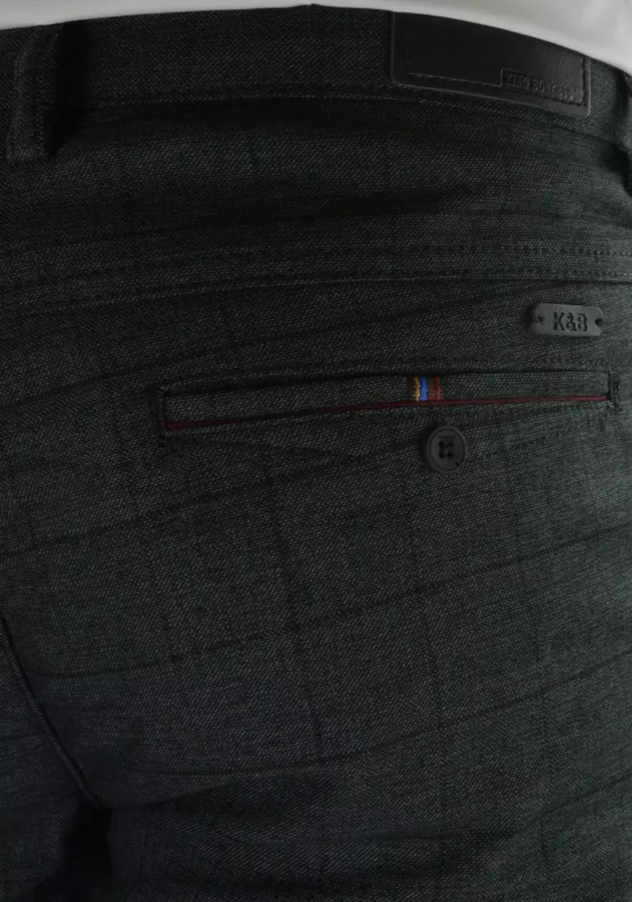 Ciemnoszare, eleganckie spodnie męskie w niewielką kratę M132