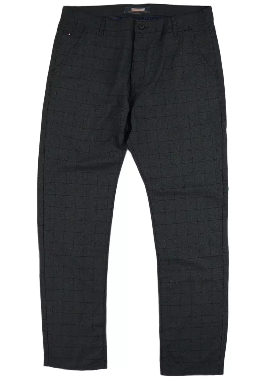 Spodnie męskie duże rozmiary, w kratę ciemnoszare M139