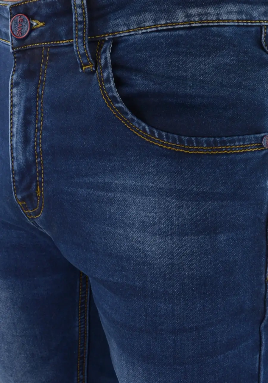 Zwężane jeansy męskie ciemnoniebieskie M142