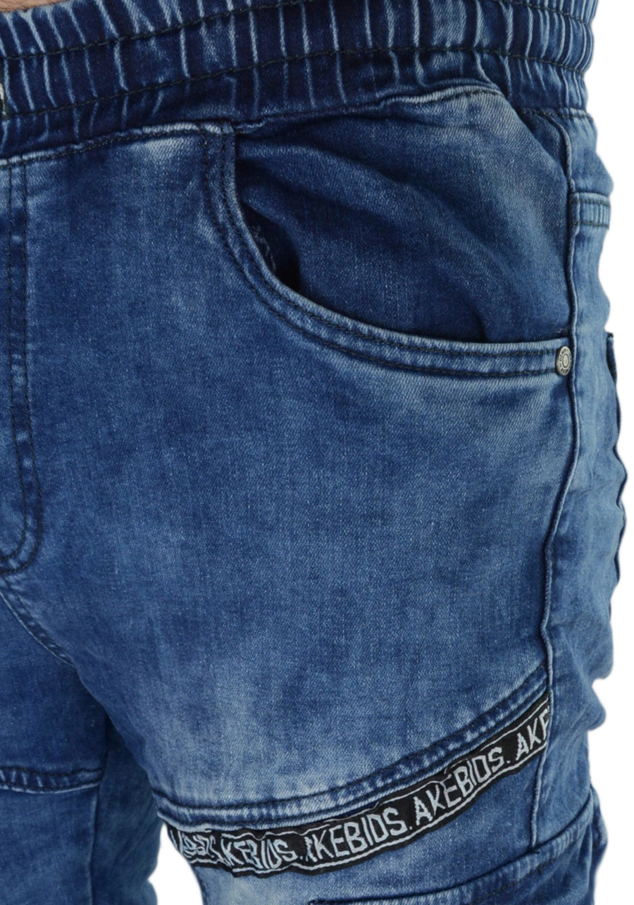 Jeansowe joggery męskie bojówki, niebieskie M054