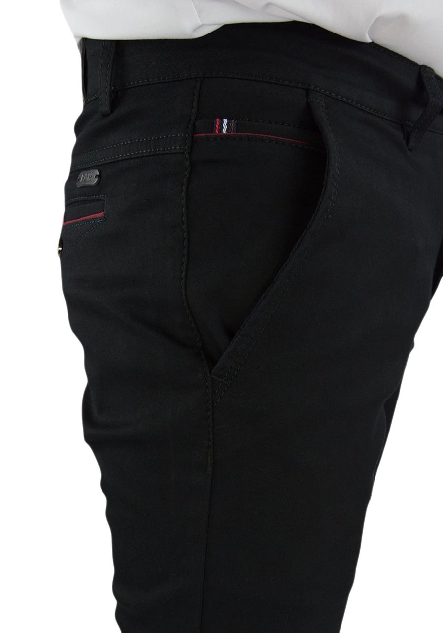 Spodnie męskie czarne chinosy. Materiałowe, bawełniane, klasyczne, luźne oraz elastyczne - 326